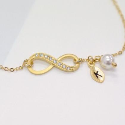 Gold Infinity Bracelet Initial Bracelet With..