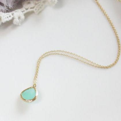 Mint Drop Necklace Everyday Jewelry Delicate..