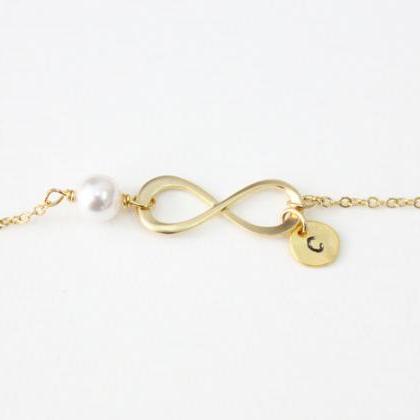 Infinity Necklace Initial Charm Per..
