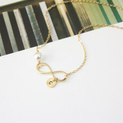 Infinity Necklace Initial Charm Per..