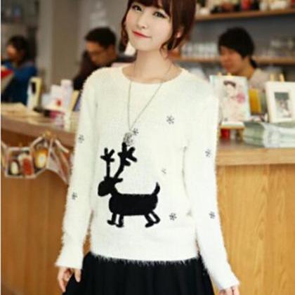 Cute Chrismas reindeer knit mohair ..