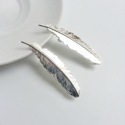 Sliver feather hairpin 2pcs