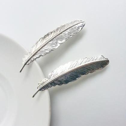 Sliver feather hairpin 2pcs