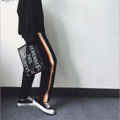 Harajuku Rainbow Striped Jogger Pants #322