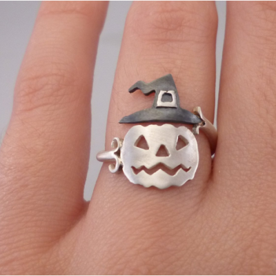 Halloween Scary Pumpkin Witch Hat Ring