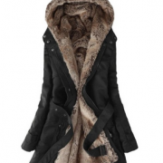 Fashion Faux Fur Lined Coat-black color