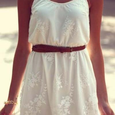Sexy Strappy White Silk Dress