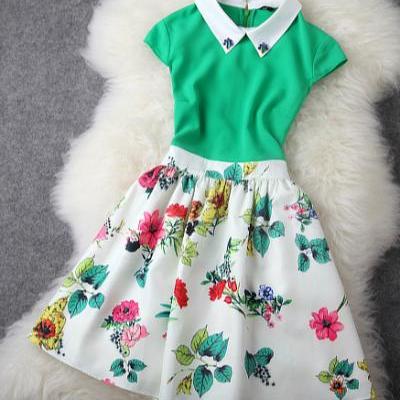 Temperament Slim Flower Print Dress