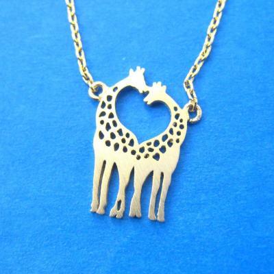 cute small Giraffe Family Silhouette Shaped Charm Necklace