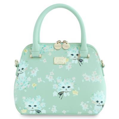 Mint cat painted pattern flower handbag