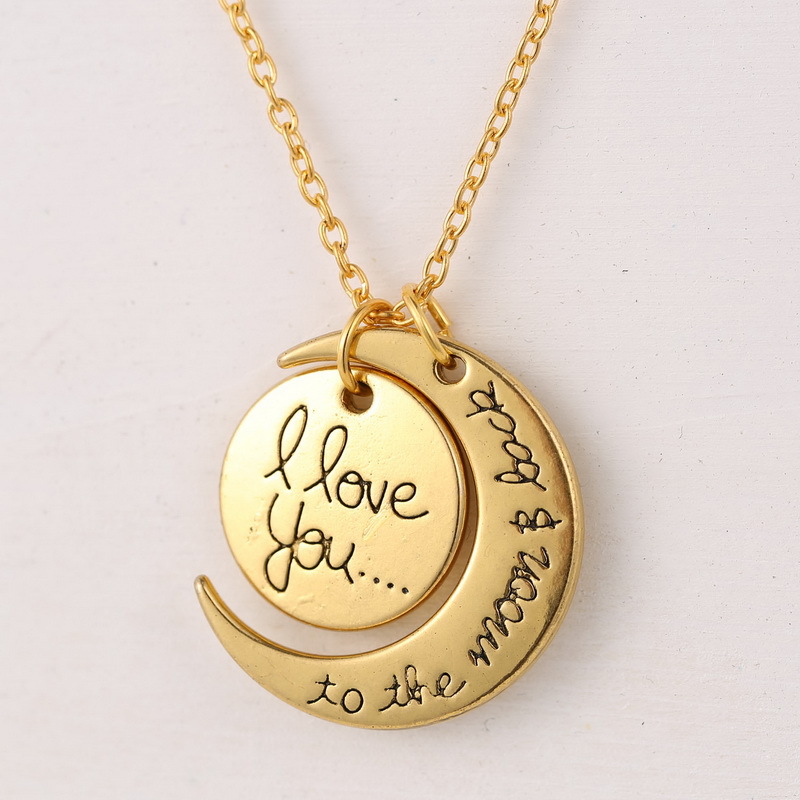 Moon and Son I LOVE YOU Pendant Chain Necklace
