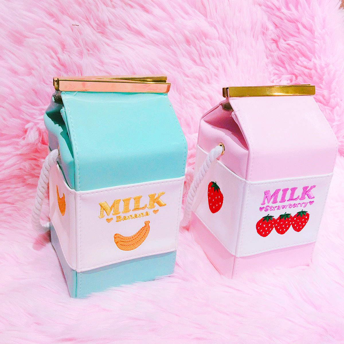 Strawberry Milk Cat Purse | Pink Kawaii Anime Crossbody Bag – Beluga Design