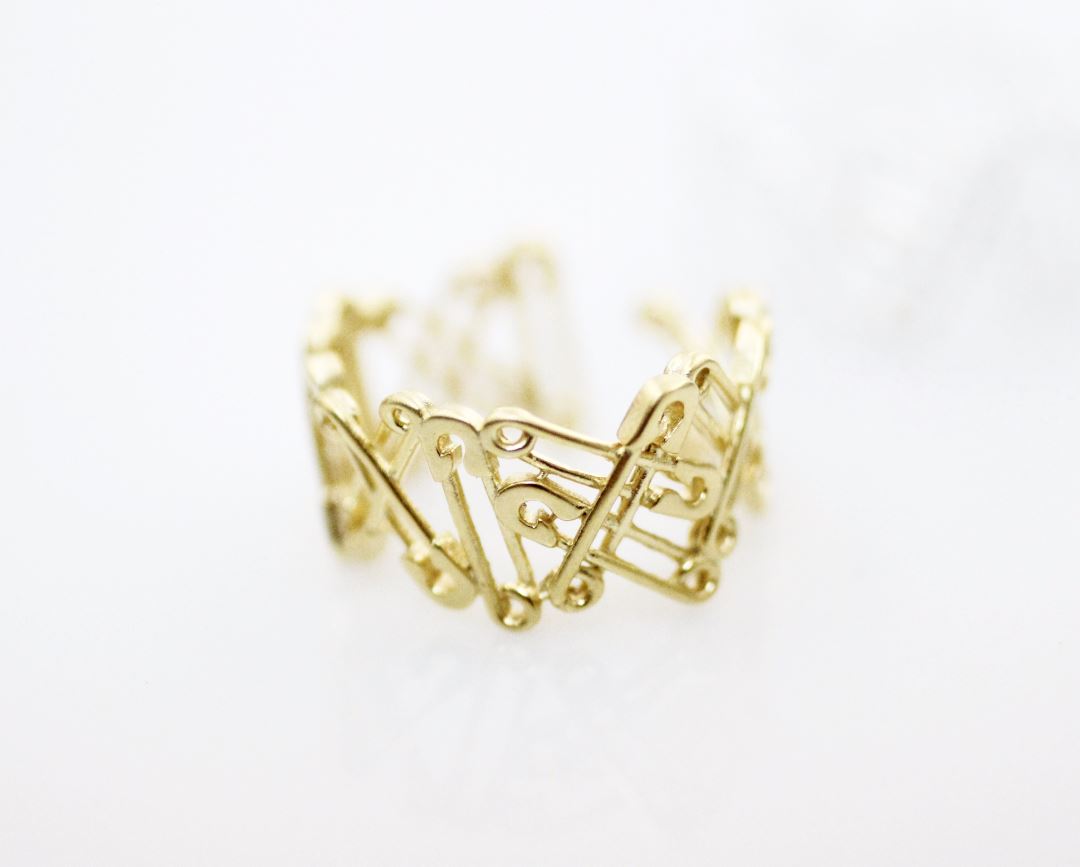 Safety Pins Ring / Safey Pins Statement Ring In Gold, Silver - Adjustable Ring