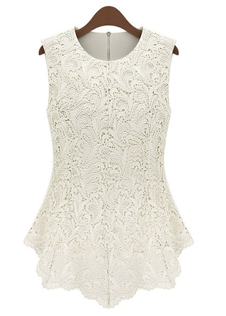 White Lace Embossing Female Tees For Lady on Luulla