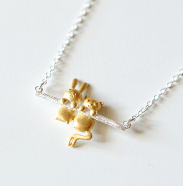 Cute Rabbit And Bear Pendant Necklace