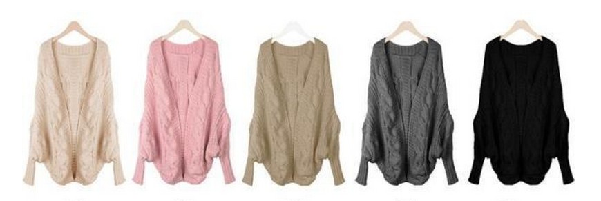 Batwing Knitted Open Front Cardigan 