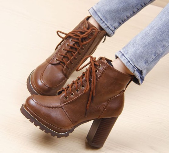 Distressed Leather Motorcycle Lace Up Boots. Three Colors Available on ...