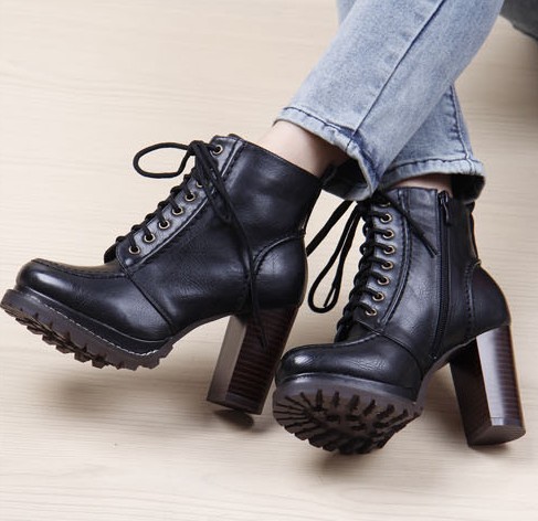 Distressed Leather Motorcycle Lace Up Boots. Three Colors Available on ...