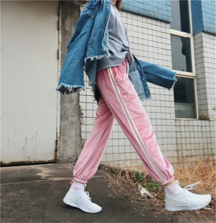 satin pink joggers