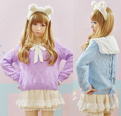 Hollow Kitted Cross Jumper Sweater In Pastel Colors