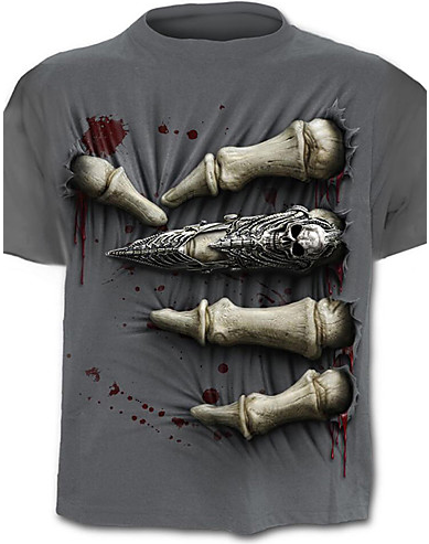 Men's Active Plus Size Cotton T-shirt - Skull Print / Short Sleeve t-shirt 