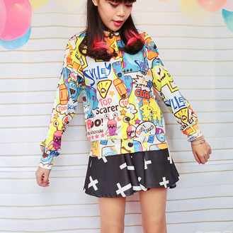 Harajuku Cutie Monsters Printed Jackets. Three Designs Available