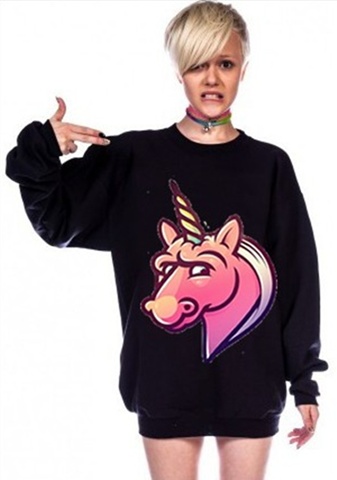 Harajuku Psychedelic Unicorn Sweatshirt Jumper.Two Colors Available
