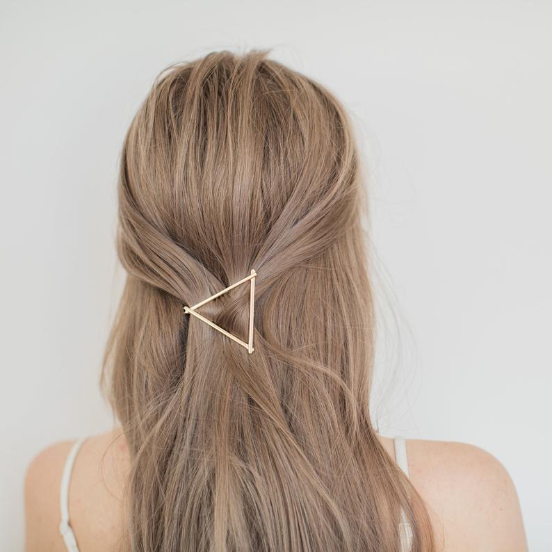 Gold Triangle Hair Clip Metal Clip Minimalist Hair Clip
