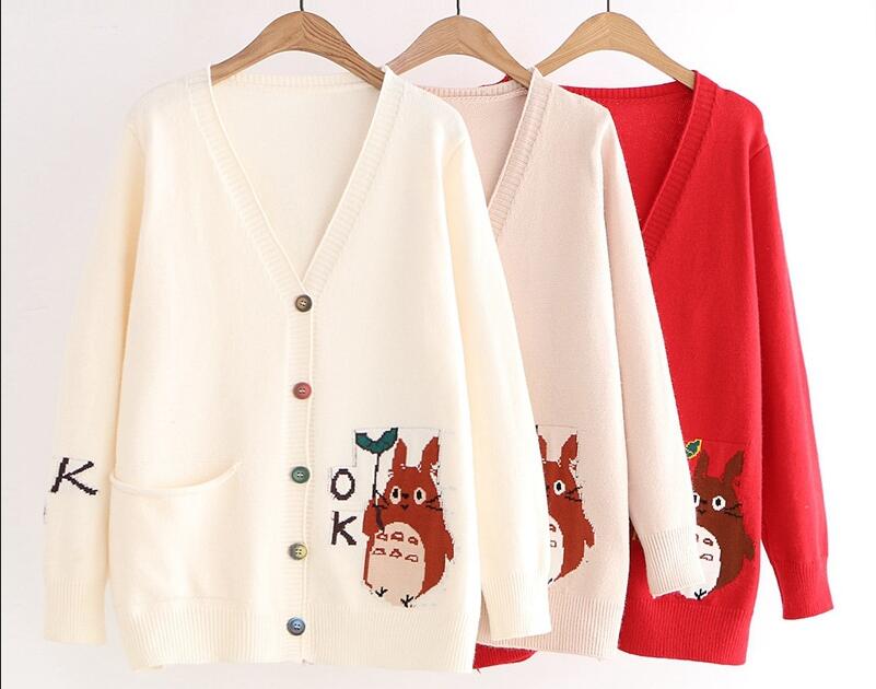Cute Totoro embroidery cardigan sweater #PR762