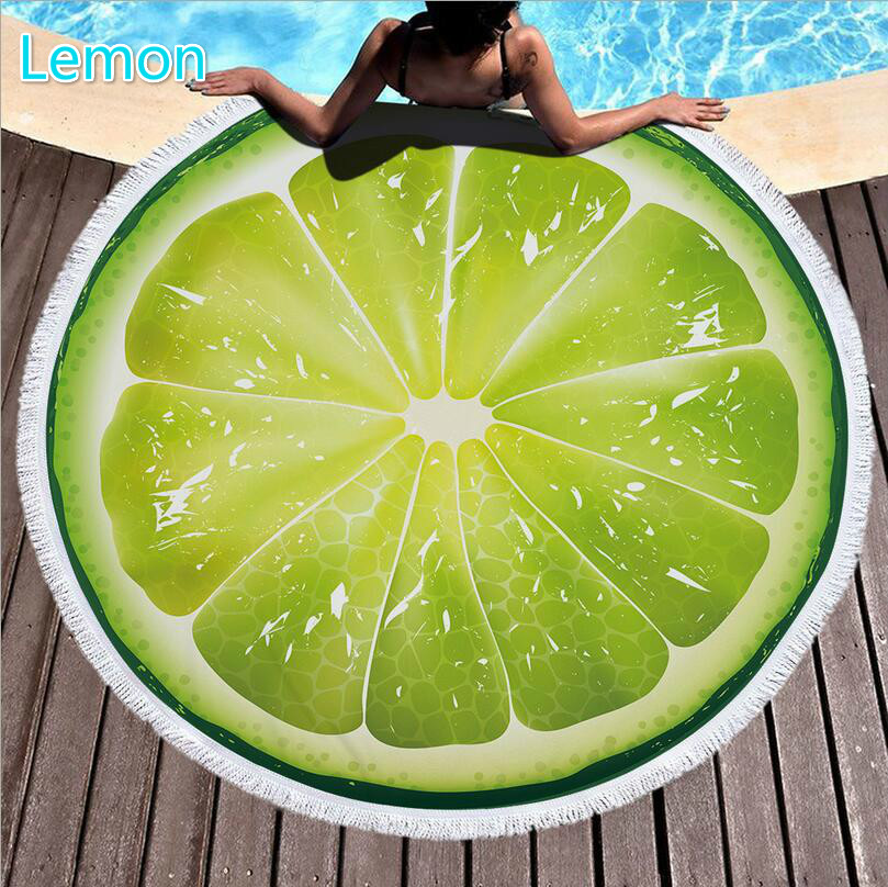 Orange/Lemon/watermelon/tomato/kiwi fruit/pitaya Tassel Round Beach Towel/Bath Towel