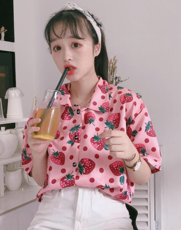 Strawberry Button Up Shirt on Luulla