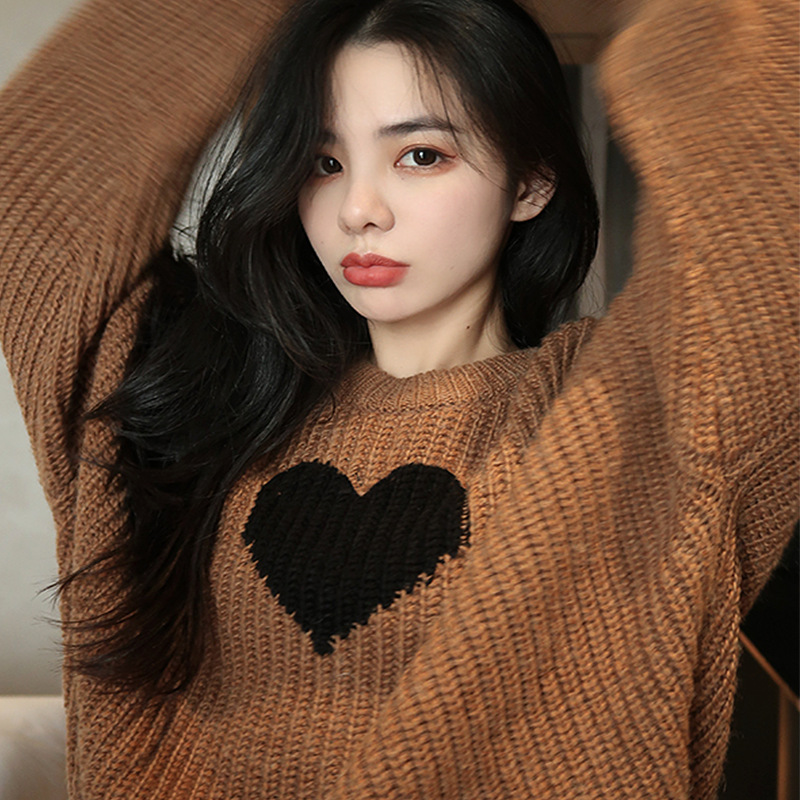 Women's casual love loose sweater