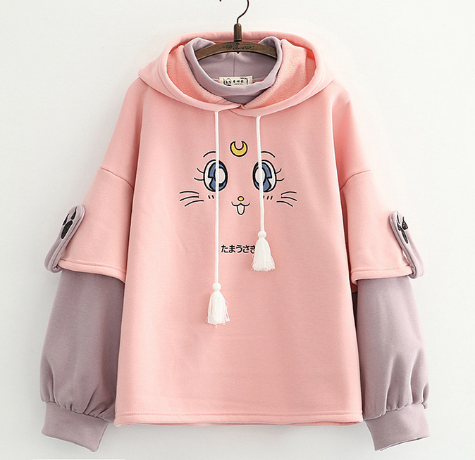 Cute Pink Two-piece Hoodie Sweater on Luulla