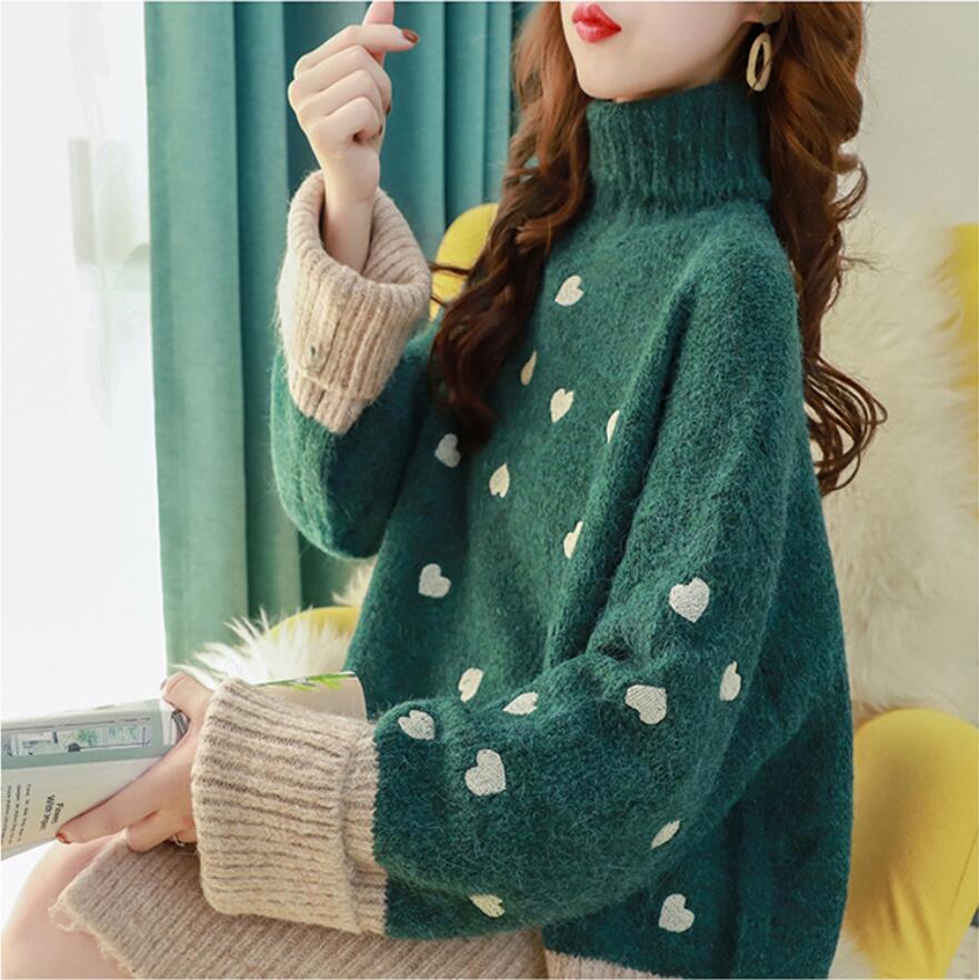 60% off Loose women's high-neck padded pullover sweater