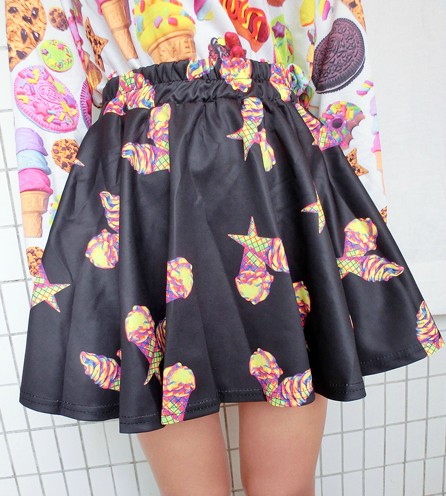 Harajuku High Waist Ice Cream Vintage Style Skirt