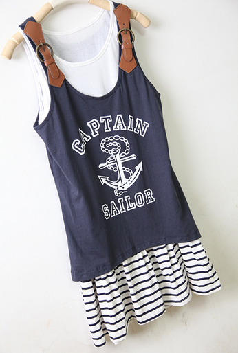  Anchor Pattern Two Sets Of Cotton Harness Dress