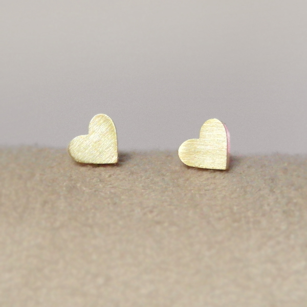 Gold Heart Shape Stud Earrings