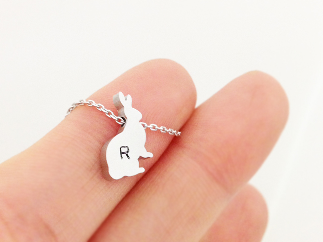 Personalized Initial Rabbit Necklace bracelet