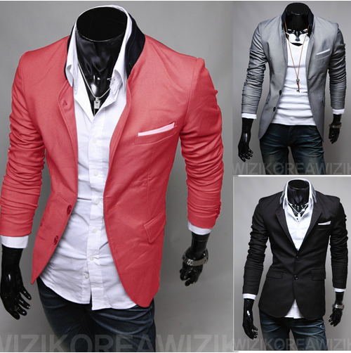 Smart Casual Two Button Stand-up Collar Men Suit Jacket Coat(Asia Size ...