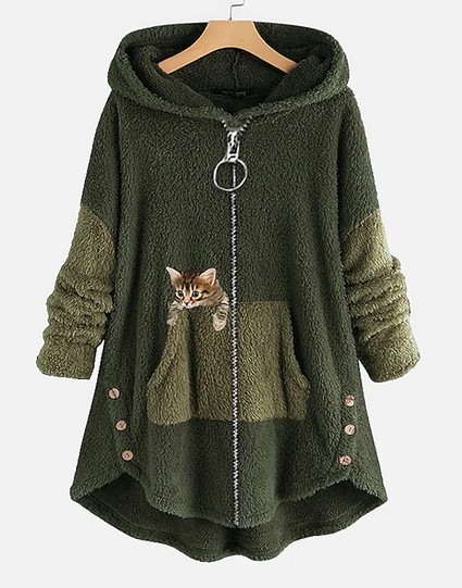 Women's Plus Size Teddy Coat Animal Christmas Causal Long Sleeve V Wire Regular Fall Winter coat