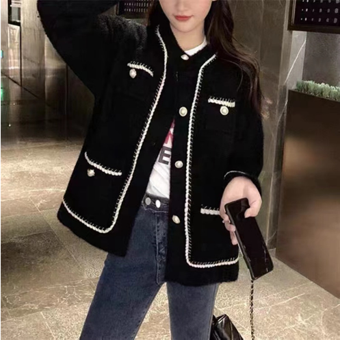 Fall/Winter 2022 new Korean version of French vintage lazy style women's cardigan jacket