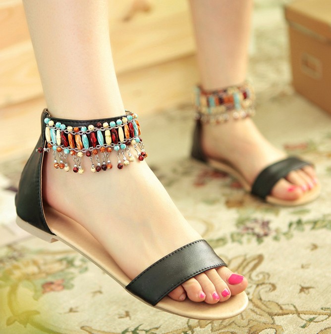 Fashion Handmade Beaded Tassel Shoes
