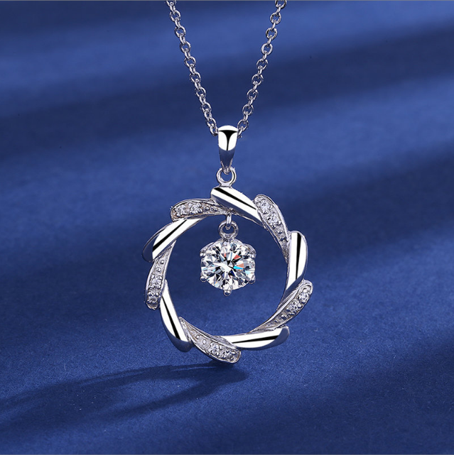 S925 silver zircon spirit pendant white gold plated necklace