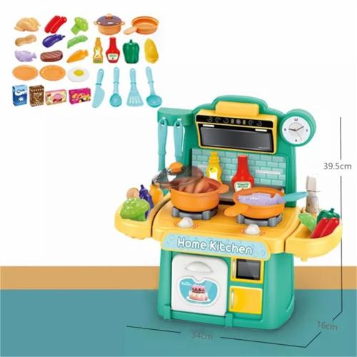 Green color 26-Piece Kitchen Toy Mini Kitchen Set /Gifts for Kids 3+ with Mock Spray