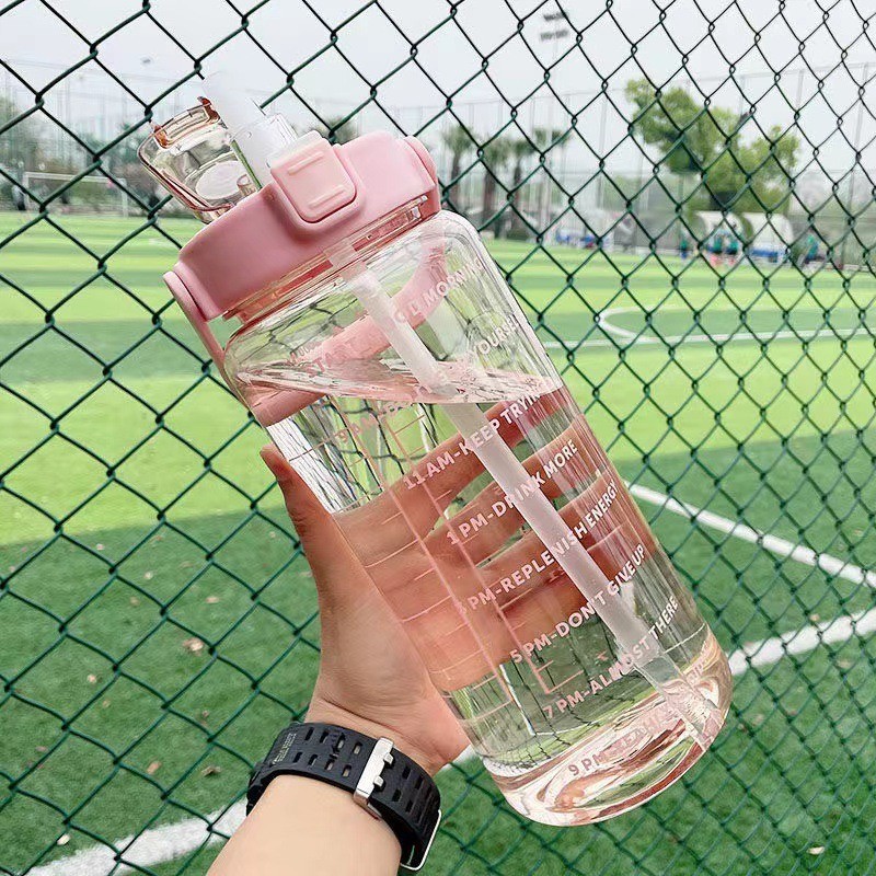 2 Liter Water Bottle with Straw Female Jug Girls Portable Travel bottles  Fitness Bike Cup Summer