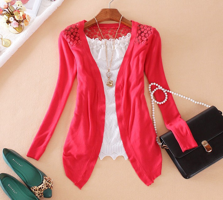 Sexy Women Long Sleeve Lace Knitting Hollow Out Crochet Blouse Sweater