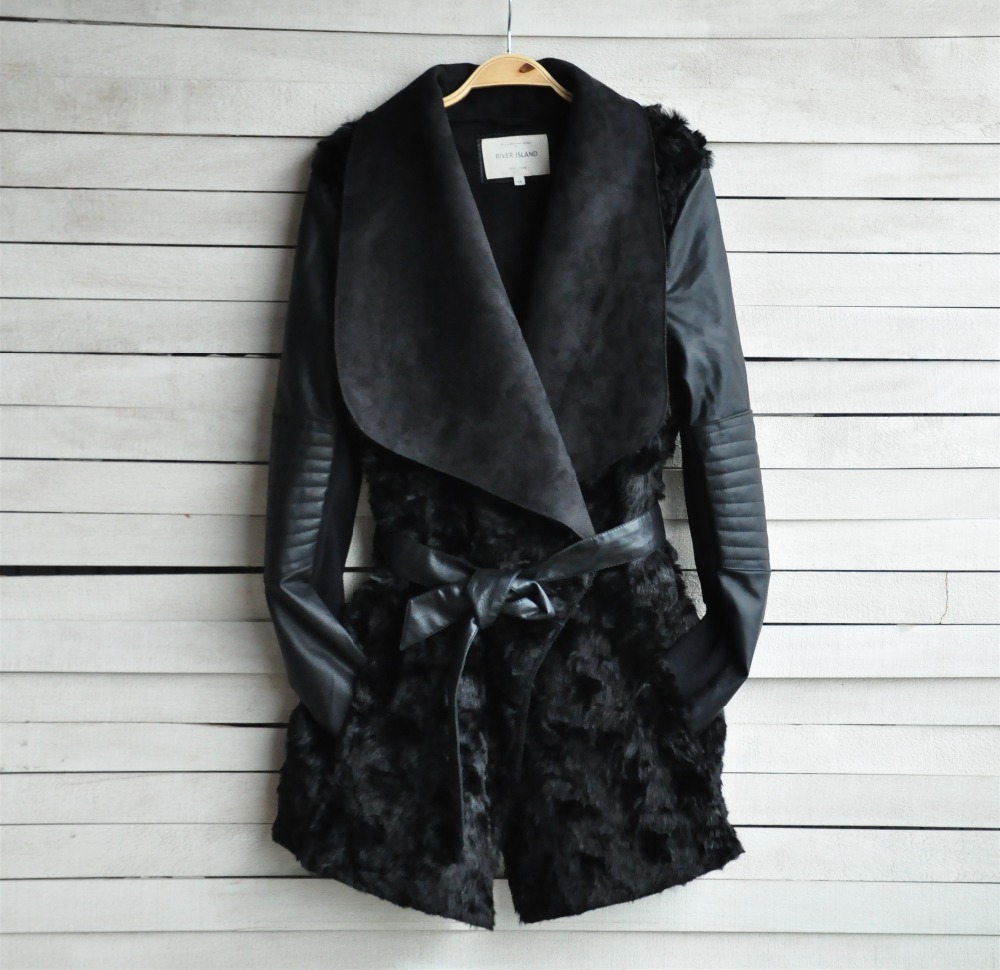 Pu Leather Fashion Fur Coat