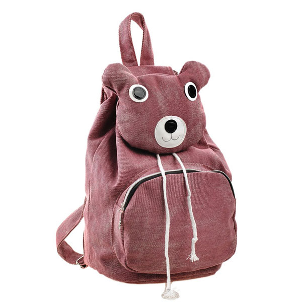 Lovely Cute Cartoon Bear Leisure Canvas Backpack - Pink