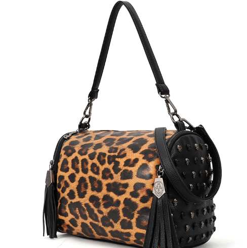 Cute Cool Fashion Pu Leopard Rivet Backpack/bag