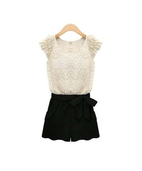 Black And White Lace Jumper-suite